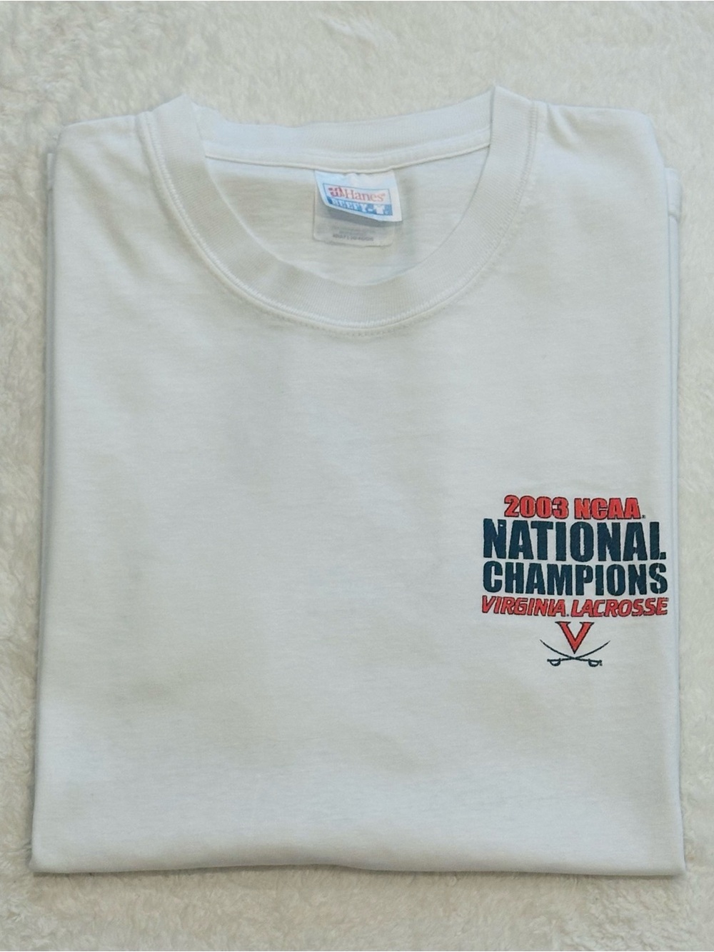 Vintage 2003 UVA Virginia Lacrosse NCAA Champions T Shirt Hanes Beefy T Large